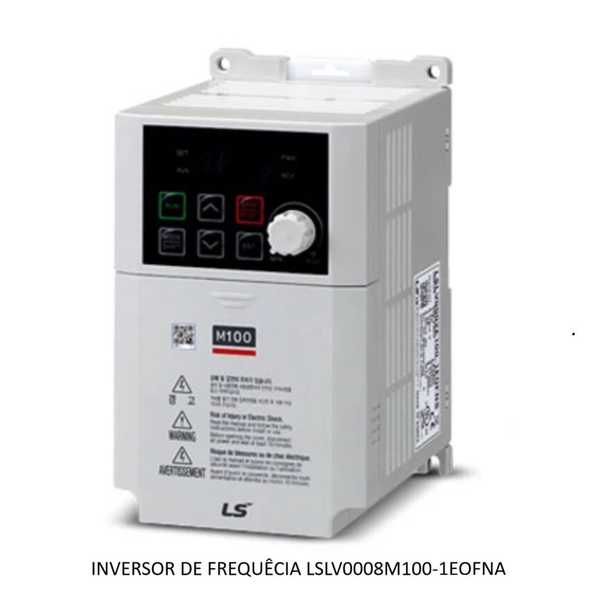INVERSOR DE FREQUÊCIA LSLV0008M100-1EOFNA INVERSOR 4.2A 0.75KW(1HP), MONOFASICO 200 240VAC - Série M100 - LS ELECTRIC