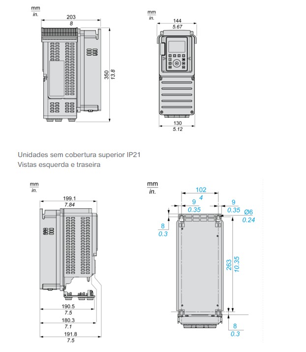 Inversor de frequência ATV630U30M3 - 3 kW - 200-240 VAC trifásico - Imagem 2